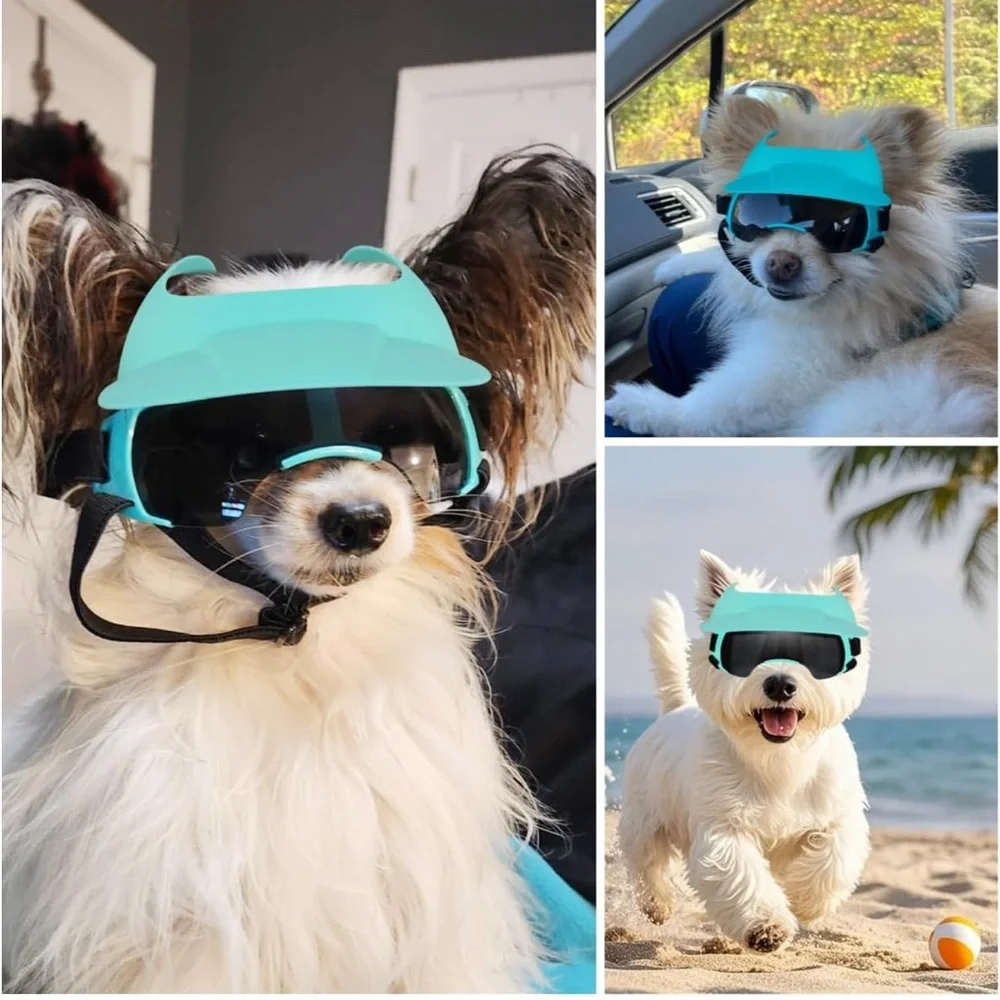 Small Dog Hat and Goggles Set Adjustable Sun Hat UV Protection Puppy Sunglasses - Picture 2 of 11